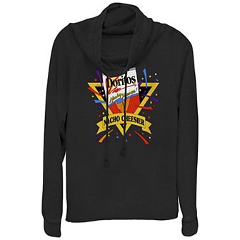 Juniors' Doritos Nacho Cheesier Vintage Logo Cowlneck Graphic Lightweight Long Sleeve