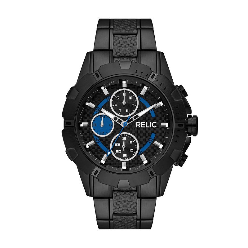 Relic by Fossil Men's Dorian Black Bracelet Multifunction Watch, Size: Large