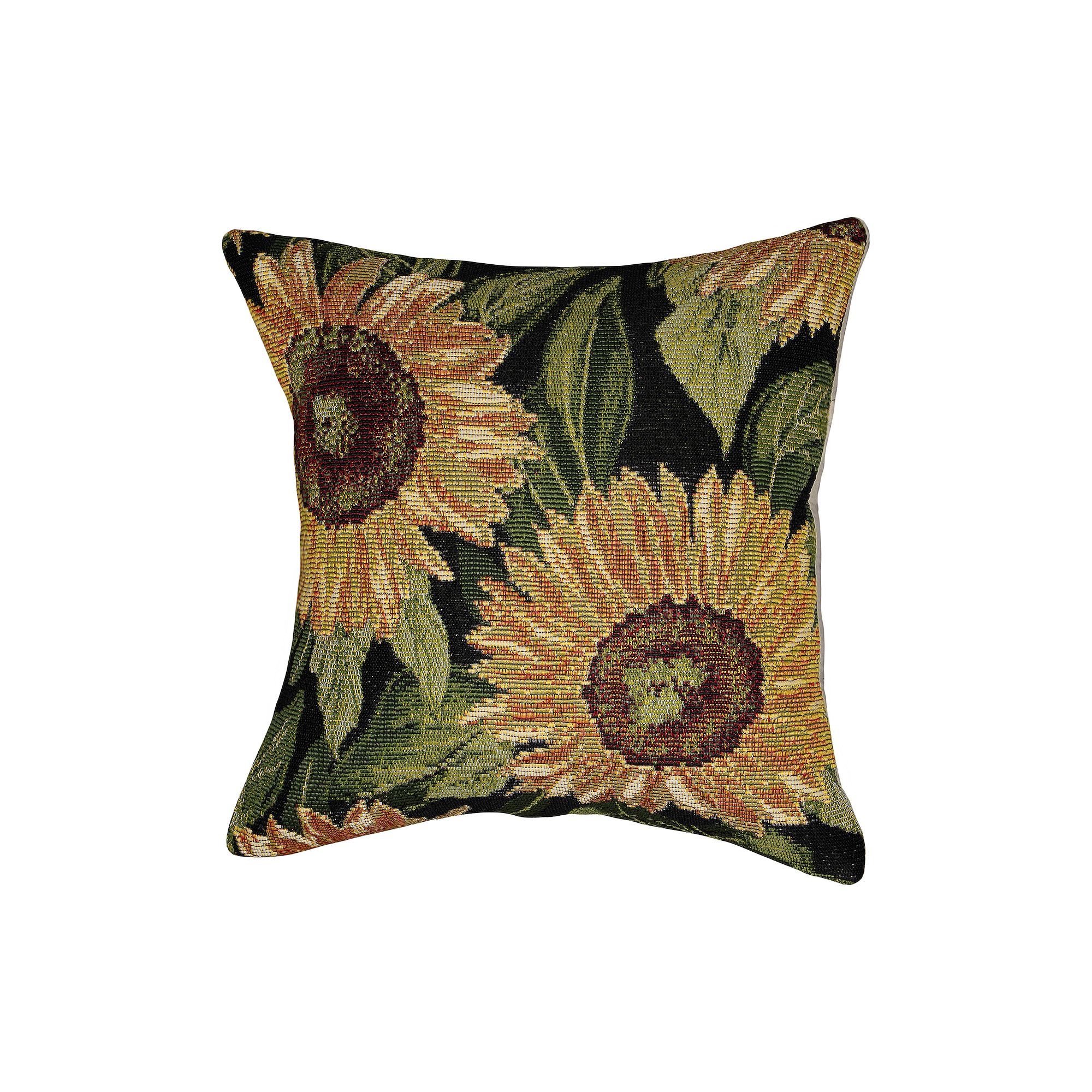Liora Manne Marina Sunflowers Indoor/Outdoor Pillow, Black