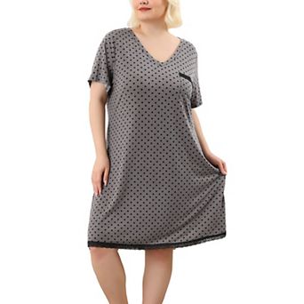Women's Plus Size Nightgown Polka Dots Evening Comfy Midi Sleepdress