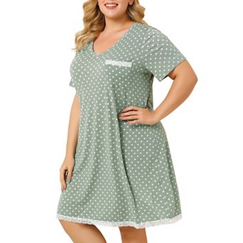 Women's Plus Size Nightgown Polka Dots Evening Comfy Midi Sleepdress