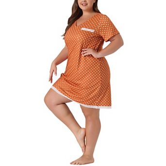 Women's Plus Size Nightgown Polka Dots Evening Comfy Midi Sleepdress