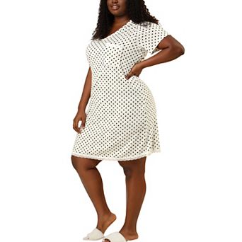Women's Plus Size Nightgown Polka Dots Evening Comfy Midi Sleepdress