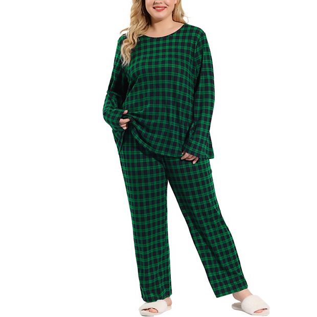 Women s Plus Size Winter Warm Plaid Christmas Pajama Sets