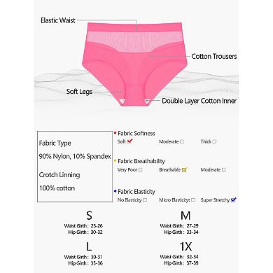 Agnes Orinda Women's Underwear Lace Mid Waisted Panties Soft Brief for Women 1 Pack