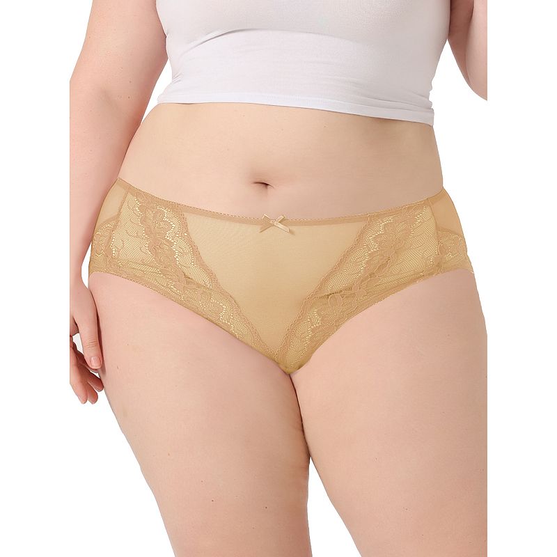Women's Satin Mid-Rised Comfortable Brief Lace Trim Breathable