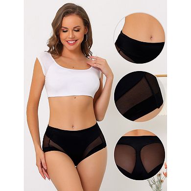 Women's Laser Cut Mesh Soft High Rise Brief Solid Stretchy Underwear 1 Pack