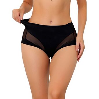 Women's Laser Cut Mesh Soft High Rise Brief Solid Stretchy Underwear 1 Pack