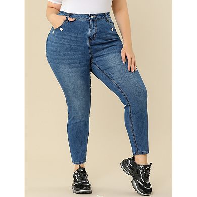 Women's Plus Size Mid Rise Stretchy Skinny Jeans Legging