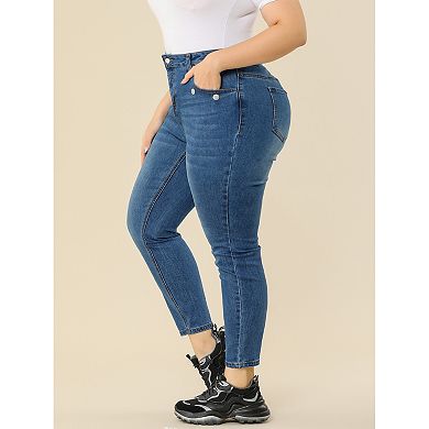 Women's Plus Size Mid Rise Stretchy Skinny Jeans Legging