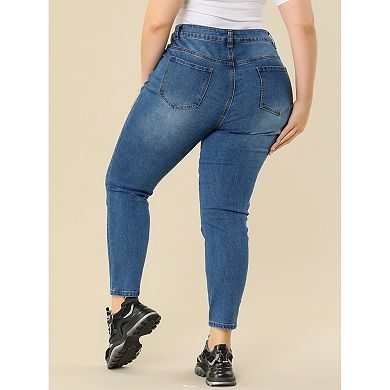 Women's Plus Size Mid Rise Stretchy Skinny Jeans Legging
