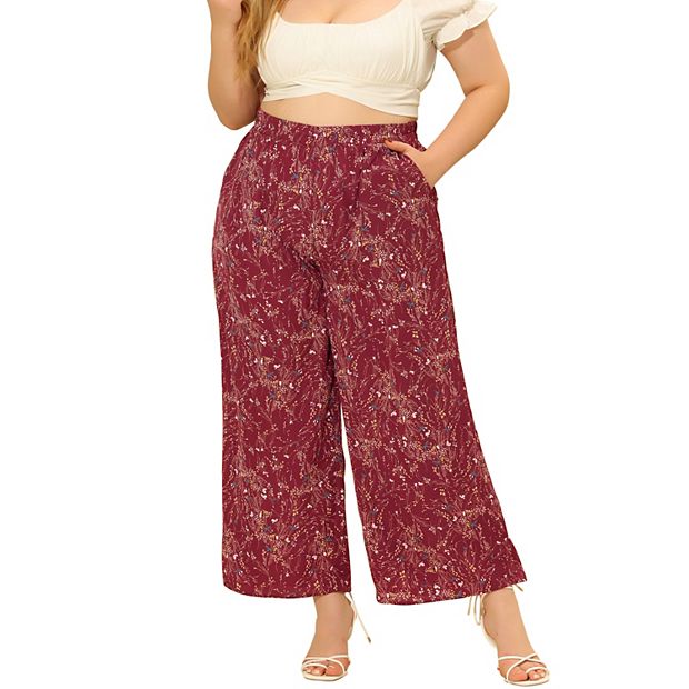 Women Plus Size High Waist Casual Wide Leg Long Palazzo Lounge