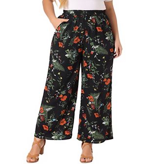 Women Plus Size High Waist Casual Wide Leg Long Palazzo Lounge Pants Trousers