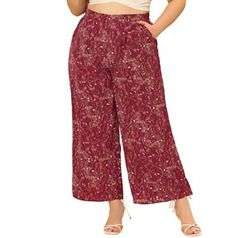 Women Plus Size High Waist Casual Wide Leg Long Palazzo Lounge Pants Trousers
