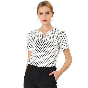 Women's Polka Dots 3/4 Sleeve Casual Button Front Blouse Top