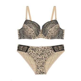 Women's 2 pc Push-Up Underwire Adjustable Straps Comfort Bra and Brief Set