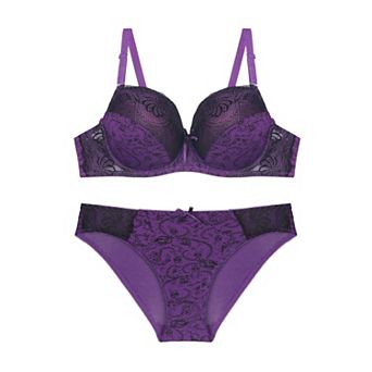 Women's 2 pc Push-Up Underwire Adjustable Straps Comfort Bra and Brief Set