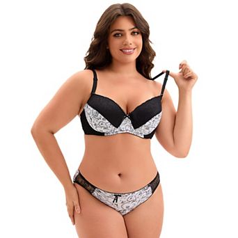 Women's 2 pc Push-Up Underwire Adjustable Straps Comfort Bra and Brief Set