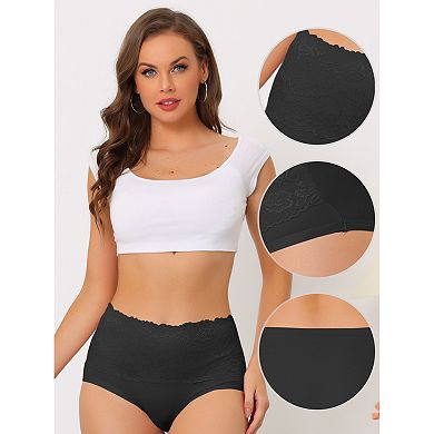 Women's Floral Lace Pattern High Waist Comfort Briefs Underwear 3 Packs