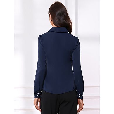 Women's Peter Pan Collar Work Blouse Button Down Shirt