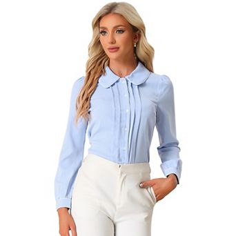 Women's Peter Pan Collar Work Blouse Button Down Shirt