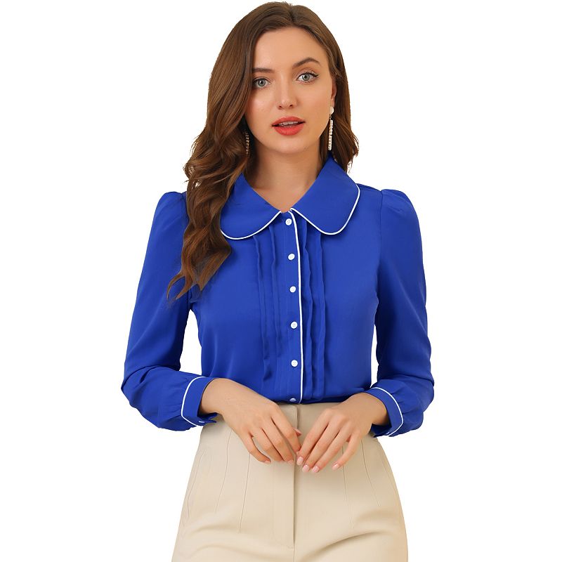 women's long sleeve peter pan collar shirt