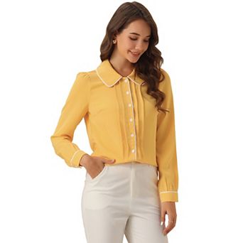 Women's Peter Pan Collar Work Blouse Button Down Shirt