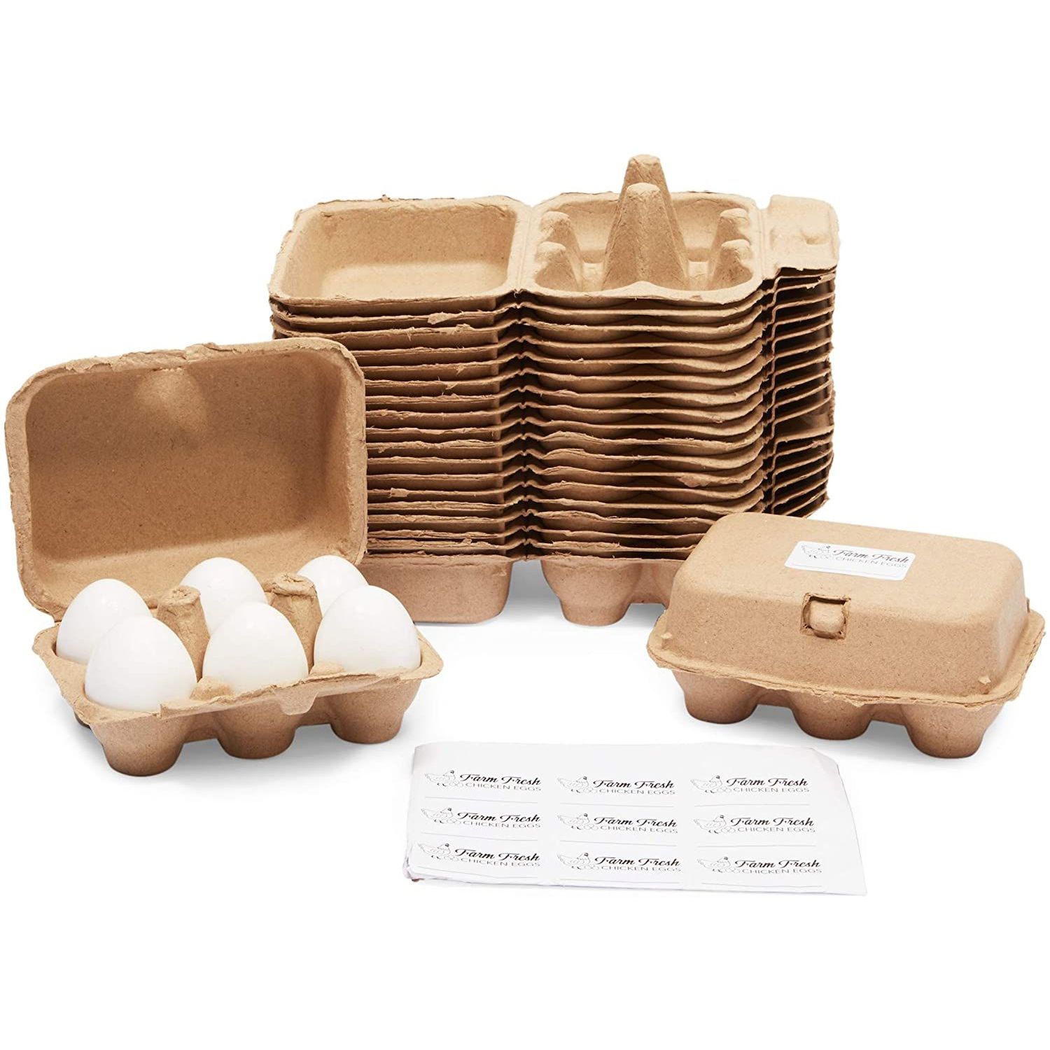 White Ceramic Egg Trays for Half Dozen Chicken Eggs, Countertop Egg Holder  (2 Pack)