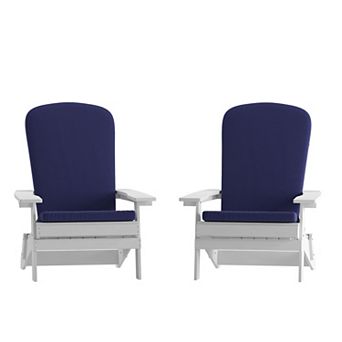 Merrick Lane Riviera Set of 2 Weather Resistant Folding Adirondack Chairs with Cushions