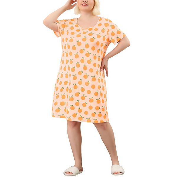 Women's Plus Size T Shirt Nightgowns Oranges Fruit Prints Sleepwear Pajamas