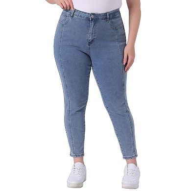 Women's Plus Size Denim Stretch Mid-Rise Washed Skinny Jeans