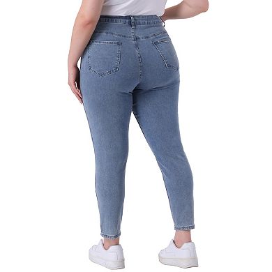 Women's Plus Size Denim Stretch Mid-Rise Washed Skinny Jeans