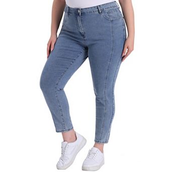 Women's Plus Size Denim Stretch Mid-Rise Washed Skinny Jeans
