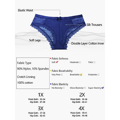 Women's Plus Size Laceback Mid-rise Solid Brief Micro Underwear 1 Pack