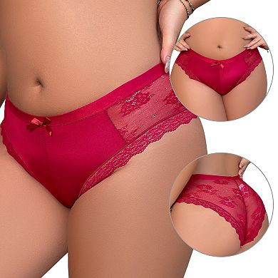 Women's Plus Size Laceback Mid-rise Solid Brief Micro Underwear 1 Pack