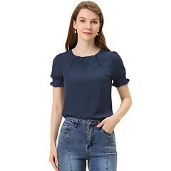 round neck short sleeve blouse