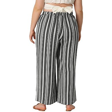 Women's Plus Size Elastic Waist Boho Wide Leg Loose Fit Pants