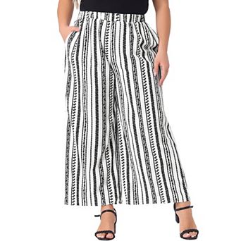 Women's Plus Size Elastic Waist Boho Wide Leg Loose Fit Pants