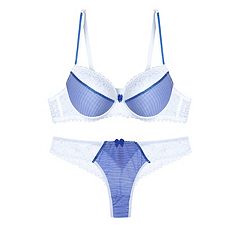 Allegra K Women's Lace Bra Sets Minimizer Adjustable Wide Straps Full  Coverage Wireless Bra and Panty