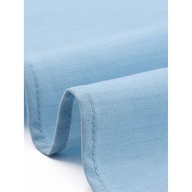 Women's Peter Pan Collar Short Sleeve Button Chambray Shirt