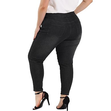 Women's Plus Solid Jean High Waist Work Denim Skinny Jeans