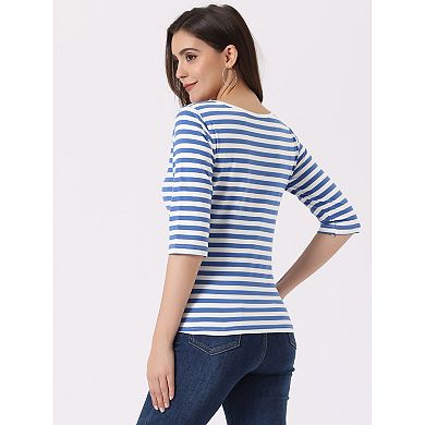 Women's Elbow Sleeves Round Neck Casual Printed T-shirt