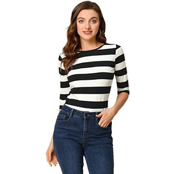 Women's Elbow Sleeves Round Neck Casual Printed T-shirt