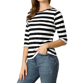 Women's Elbow Sleeves Round Neck Casual Printed T-Shirt