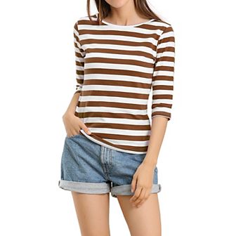 Women's Elbow Sleeves Round Neck Casual Printed T-Shirt