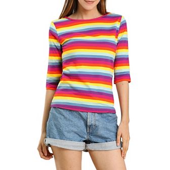 Women's Elbow Sleeves Round Neck Casual Printed T-Shirt