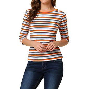 Women's Elbow Sleeves Round Neck Casual Printed T-shirt