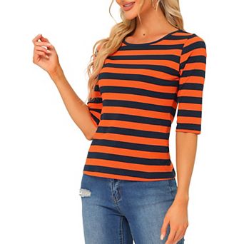 Women's Elbow Sleeves Round Neck Casual Printed T-Shirt