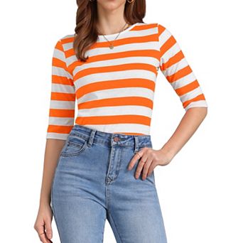 Women's Elbow Sleeves Round Neck Casual Printed T-Shirt