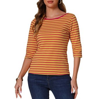Women's Elbow Sleeves Round Neck Casual Printed T-Shirt